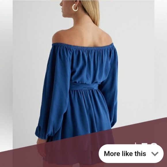 Express Long Sleeve Tie Waist Ruffle Romper Dress - Picture 3 of 4